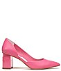 Color:Peony Pink - Image 2 - Lucy Leather Pointed Toe Block Heel Pumps