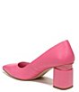 Color:Peony Pink - Image 4 - Lucy Leather Pointed Toe Block Heel Pumps