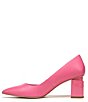 Color:Peony Pink - Image 5 - Lucy Leather Pointed Toe Block Heel Pumps