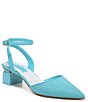 Color:Aqua Blue Raffia - Image 1 - Naya2 Raffia Ankle Strap Pumps