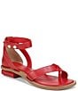 Color:Red - Image 1 - Parker Leather Ankle Strap Thong Sandals