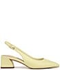 Color:Citron Yellow Leather - Image 2 - Racer Leather Slingback Block Heel Pumps