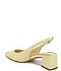 Color:Citron Yellow Leather - Image 4 - Racer Leather Slingback Block Heel Pumps