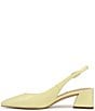 Color:Citron Yellow Leather - Image 5 - Racer Leather Slingback Block Heel Pumps