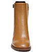 Color:Camel Tan - Image 6 - Rivet Leather Buckle Block Heel Booties