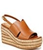 Color:Brown - Image 1 - Tamryn Leather Platform Slingback Sandals