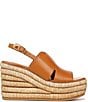 Color:Brown - Image 2 - Tamryn Leather Platform Slingback Sandals