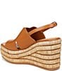 Color:Brown - Image 4 - Tamryn Leather Platform Slingback Sandals