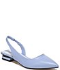 Color:Powder Blue - Image 1 - Tyra Leather Pointed Toe Slingback Flats