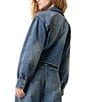 FRAYED Jeans Long Sleeve Cropped Denim Jacket, Color:Cleo Wash - Image 2