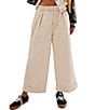 Color:Sand Shell - Image 1 - After Love Mid Rise Cuffed Hem Pleated Wide Leg Pant