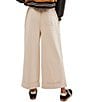 Color:Sand Shell - Image 2 - After Love Mid Rise Cuffed Hem Pleated Wide Leg Pant
