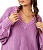 Color:Iris Orchid - Image 5 - Ali V-Neck Long Sleeve Oversized Sweater