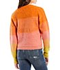 Color:Autumn Sky Combo - Image 2 - Autumn Sky Ombre Color Block Crew Neck Long Sleeve Wool Blend Fuzzy Pullover Statement Sweater