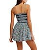 Free People Bali Checked Out Printed Smocked Square Neck Sleeveless Romper, Color:Gardenia Combo - Image 3