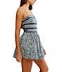 Free People Bali Checked Out Printed Smocked Square Neck Sleeveless Romper, Color:Gardenia Combo - Image 4