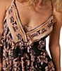 Color:Black Combo - Image 3 - Bali Seashell Scarf Print V-Neck Sleeveless Mini Dress