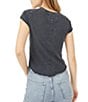 Color:Black - Image 2 - Be My Baby Cotton Crew Neck Short Sleeve Distressed Asymmetrical Hem Shirt