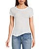 Color:White - Image 1 - Be My Baby Cotton Crew Neck Short Sleeve Distressed Asymmetrical Hem Shirt