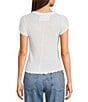Color:White - Image 2 - Be My Baby Cotton Crew Neck Short Sleeve Distressed Asymmetrical Hem Shirt