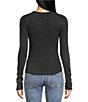 Free People Be My Baby Knit Round Neck Long Sleeve Shirt, Color:Black - Image 2