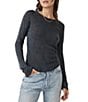 Free People Be My Baby Knit Round Neck Long Sleeve Shirt, Color:Black - Image 5