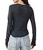 Free People Be My Baby Knit Round Neck Long Sleeve Shirt, Color:Black - Image 6