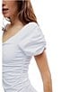 Color:White - Image 5 - Bella Scoop Neck Short Puff Sleeve Bodysuit