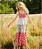 Free People Bluebell Floral Print V-Neck Sleeveless Maxi Dress, Color:Cherry Combo - Image 5
