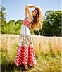 Free People Bluebell Floral Print V-Neck Sleeveless Maxi Dress, Color:Cherry Combo - Image 6