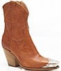 Free People Brayden Leather Metal Toe Tip Western Booties, Color:Tan - Image 1