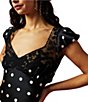 Color:Black and White Combo - Image 4 - Butterfly Babe Dotted Lace V-Neck Short Puff Sleeve Slip Dress