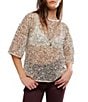 Free People Calypso Sparkly Net Crew Neck Short Sleeve Tee - Image 1