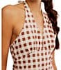 Free People Cecil Checker Print Halter Neck Drop Waist Mini Dress, Color:Brown Patina Combo - Image 4