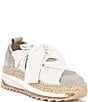 Color:Oyster - Image 1 - Chapmin Suede Chunky Espadrille Platform Sneakers