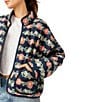 Color:Dusk Combo - Image 6 - Chloe Floral Print Collar Long Sleeve Quilt Jacket