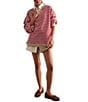 Free People Classic Striped Oversized Crew Neck Long Sleeve Sweatshirt, Color:Cherry Combo - Image 4