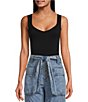 Color:Black - Image 1 - Clean Lines Scoop Neck Sleeveless Bodysuit