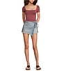 Free People Clean Lines Square Neck Short Sleeve Baby Tee, Color:Nutmeg - Image 3
