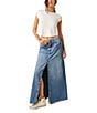 Color:Sapphire Blue - Image 3 - Come As You Are Denim Mid Rise Maxi Skirt
