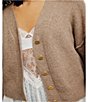 Free People Cool Of The Night V- Neck Long Sleeve Button Front Cardigan, Color:Mocha Melange - Image 5