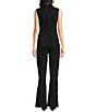 Free People CRVY Ring The Alarm Denim V-Neck Sleeveless Zip Front Flare Jumpsuit, Color:Danger - Image 2