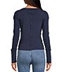 Color:Overboard - Image 2 - Daisy Knit Round Neck Braid Trim Detail Long Sleeve Cut-Out Shoulder Top
