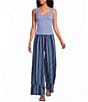 Free People Days End Linen Striped Mid-Rise Pull-On Pants - Image 3