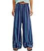 Free People Days End Linen Striped Mid Rise Pull-On Pants - Image 1