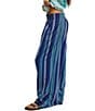 Free People Days End Linen Striped Mid Rise Pull-On Pants - Image 3