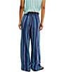 Free People Days End Linen Striped Mid Rise Pull-On Pants - Image 2