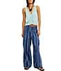 Free People Days End Linen Striped Mid Rise Pull-On Pants - Image 5