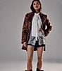 Free People Delancy Leopard Printed Collared Long Sleeve Button-Front Faux Fur Lady Coat - Image 6