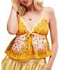 Color:California Poppy Combo - Image 1 - Double Date Floral Print Tie Detail V-Neck Sleeveless Tank Top